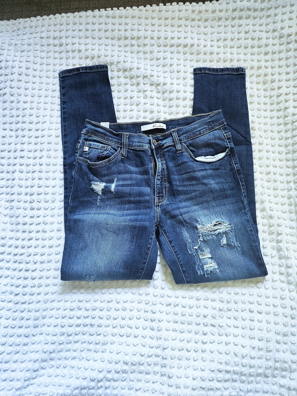 KanCan Dark Wash Distressed Skinny Jeans - Blue
